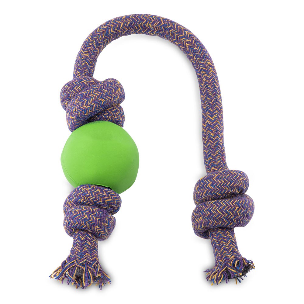 Beco Natural Rubber Ball On Rope Dog Toy - Green