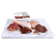 Load image into Gallery viewer, Beef Trim with Chicken &amp; Ground Bone with Ox Heart &amp; Beef Liver 450g
