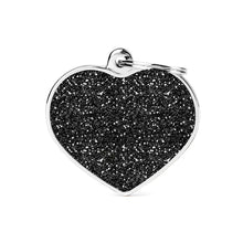 Load image into Gallery viewer, Shine Big Black Glitter Heart ID Tag
