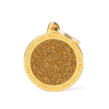 Load image into Gallery viewer, Shine Big Gold Glitter Circle ID Tag
