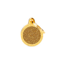 Load image into Gallery viewer, Shine Small Gold Glitter Circle ID Tag
