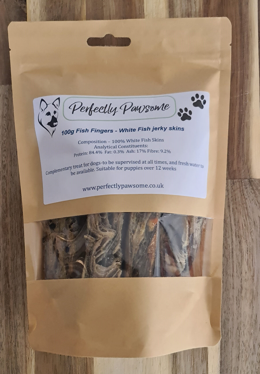 Fish Fingers White Fish jerky skins 100g – Perfectly Pawsome