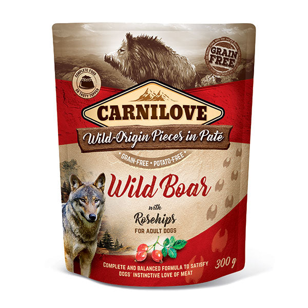 Carnilove Wild Boar with Rosehips (Wet Pouch)  300g