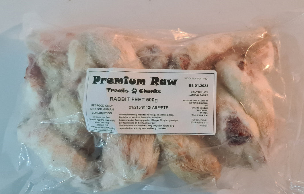 PRTC Rabbit Feet with Fur 500g